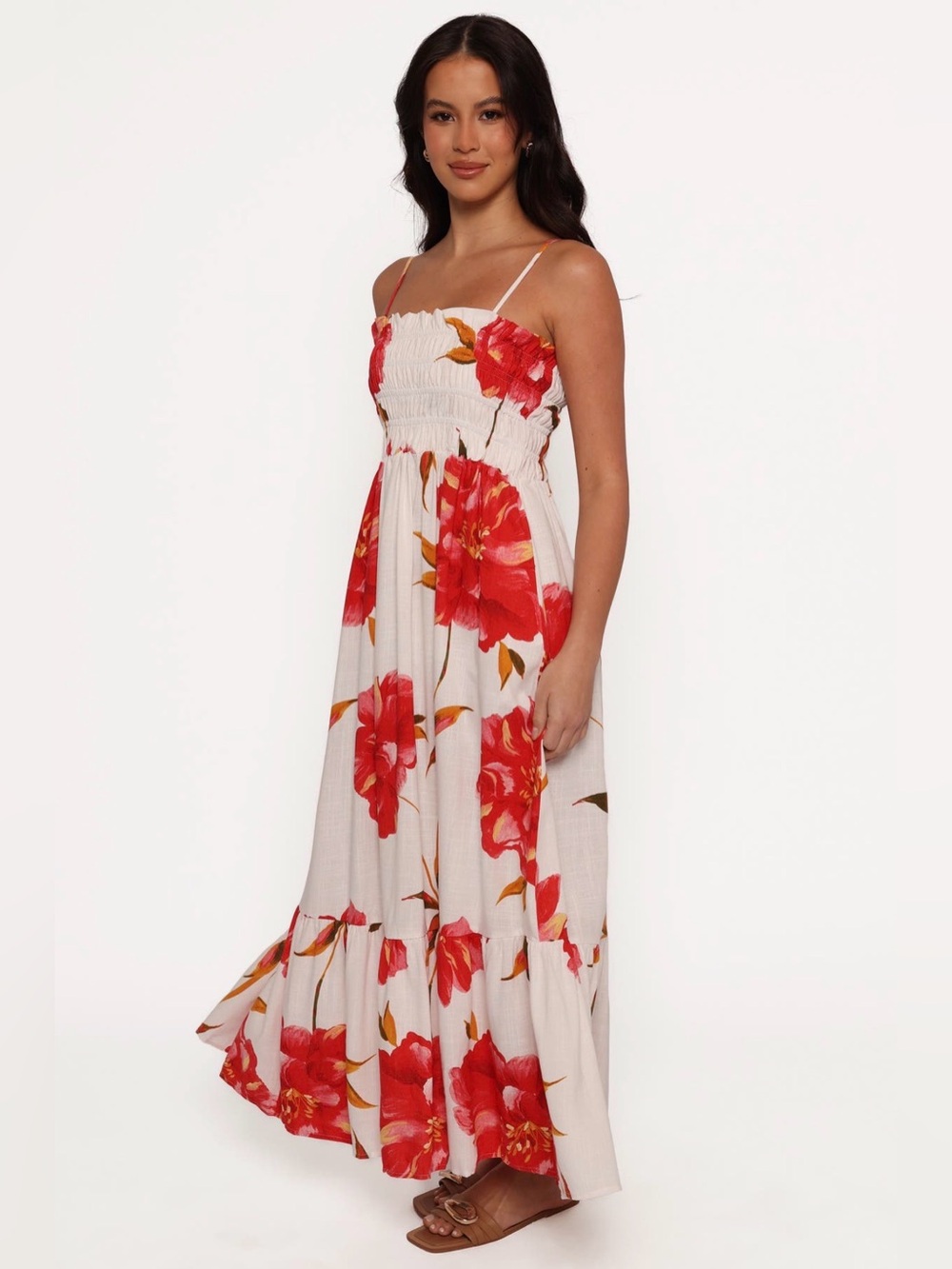 Petal & Pup Bridger Floral Print Smocked Tiered Maxi Dress B307